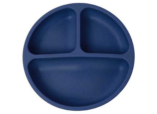 Borden - Kinderbord - 19,5 Cm - Siliconen - Met Onderverdeling - Blauw - Per Stuk