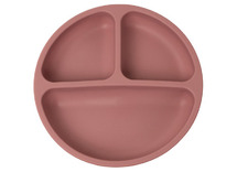Borden - kinderbord - 19,5 cm - siliconen - met onderverdeling - rose - per stuk