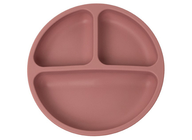 Borden - Kinderbord - 19,5 Cm - Siliconen - Met Onderverdeling - Rose - Per Stuk