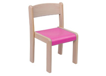 Stoel - Krasvrij Kunststof Zitvlak - Zithoogte 46 Cm - Gekleurd - zithoogte 46 cm - onderstel esdoorn - zitoppervlak fuchsia - per stuk