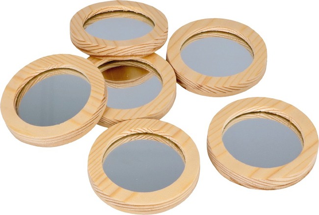 Hout - Make-up Spiegeltjes - Set Van 6