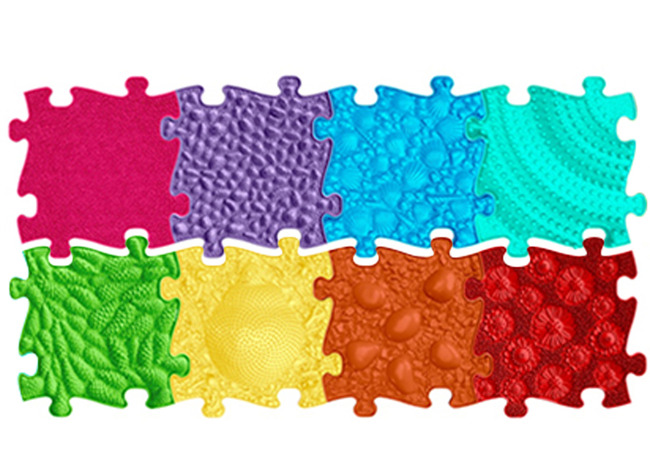 Sensorische Puzzelmatten - Muffik - Regenboogset - Set Van 8 Tegels