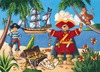 Puzzel - silhouetpuzzel - Djeco Le Pirate Et Son Trésor - karton - piraat met schatkist - 36 puzzelstukken - per stuk