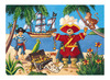 Puzzel - silhouetpuzzel - Djeco Le Pirate Et Son Trésor - karton - piraat met schatkist - 36 puzzelstukken - per stuk