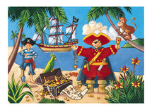 Puzzel - karton - piraat met schatkist