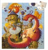Puzzel - silhouetpuzzel - Djeco Vaillant Et Les Dragons - karton - ridder en draken - 54 puzzelstukken - per stuk