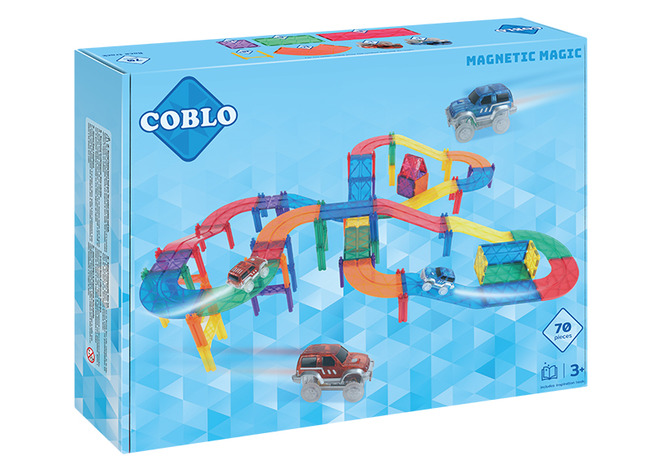Bouwset - Coblo - Race Track - Racebaan - Magnetisch - Set Van 70 Assorti