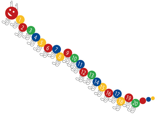Speelplaatsmarkering - Decomark Rups 1 Tot 20