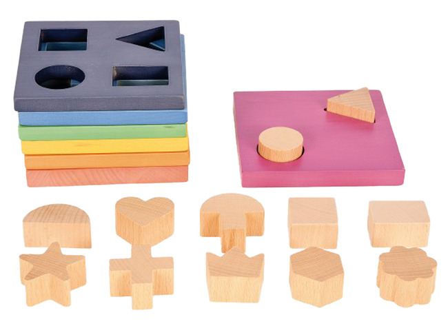 Puzzel - Tickit Rainbow Wooden Shape Stacker - Regenboog - Hout - Gekleurd - Set Van 19