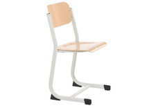 Stoel - Tau - Sledestoel - 38 cm - onderstel ral 1018 (geel) - rugleuning beuk - per stuk