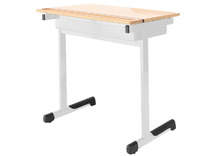 Leerlingentafel - Taurus - Enkel - Opklapblad - Niet Verstelbaar - 58 cm - onderstel ral 1018 (geel) - blad beuk - per stuk