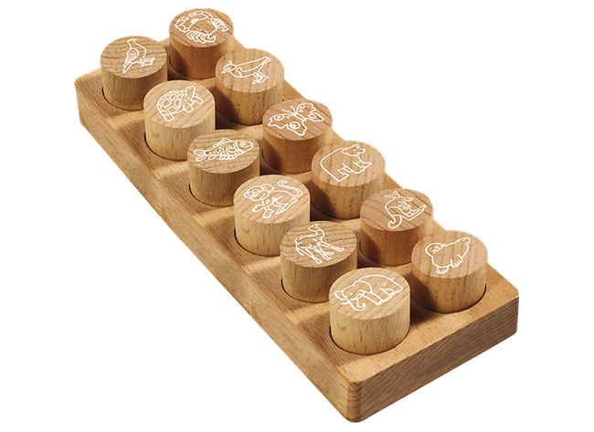 Stempels - Herkenningstempels - Exotische Dieren - Hout - Set Van 12
