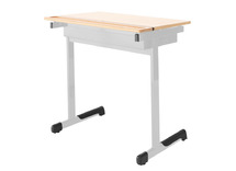 Leerlingentafel - Taurus - Enkel - Opklapblad - Verstelbaar - Gekleurd - onderstel ral 7035 (lichtgrijs) - blad beuk - per stuk