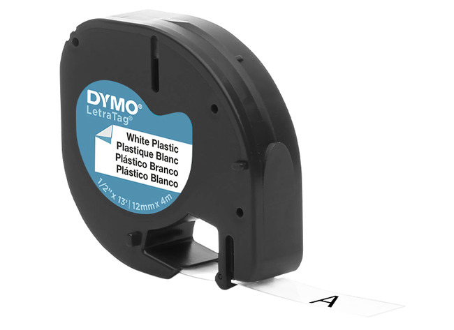 Etiketten - Labels - Dymo Letratag - 12 Mm X 4 M - Kunststof - Wit - Per Stuk