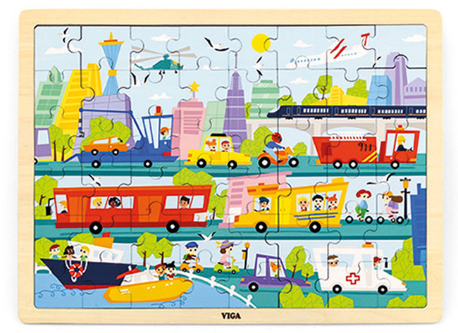 Puzzel - Hout - 48-delig - Transport