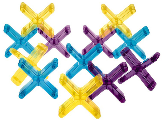 Constructie - Blokken - Kunststof - Transparant - Stapelkruis - Set Van 12