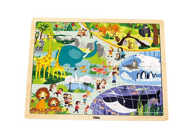 Puzzel - Hout - 48-delig - De Dierentuin