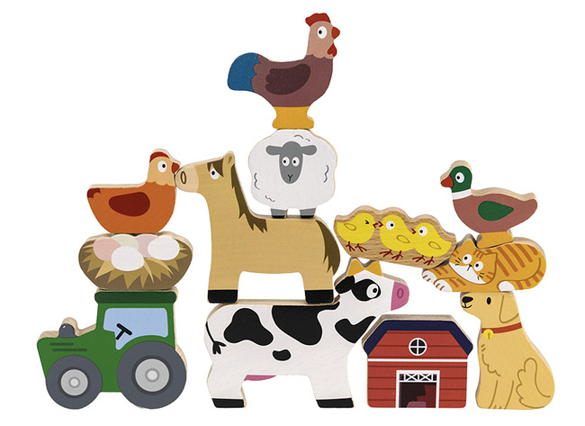 Bouwset - Viga - Stapelblokken - Boerderijdieren - Set Van 12