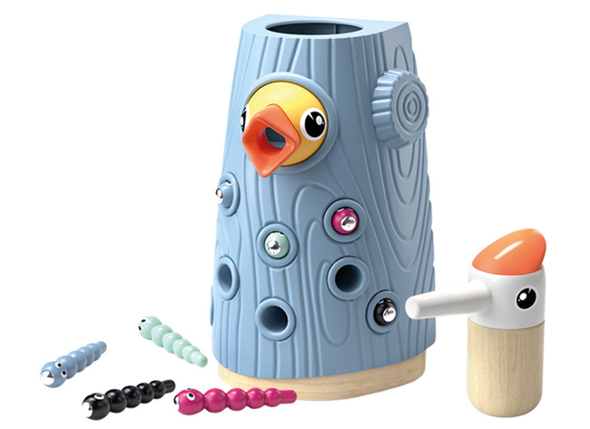 Fijne Motoriek - Wormen Vangen - Topbright - Feed The Woodpecker - Magnetisch - Montessori - Per Stuk