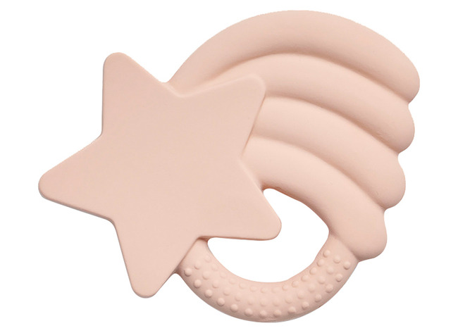 Bijtring - Jollein - Rubber Falling Star Pale Pink - Per Stuk