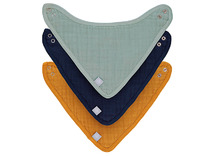 Textiel - kwijlslabber - Lassig - bandana - tetra - navy - set van 3