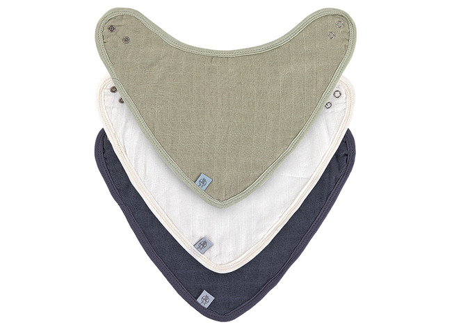 Textiel - Kwijlslabber - Lassig - Bandana - Tetra - Olive - Milky - Navy - Set Van 3