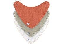 Textiel - kwijlslabber - Lassig - bandana - tetra - rust - olive - milky - set van 3