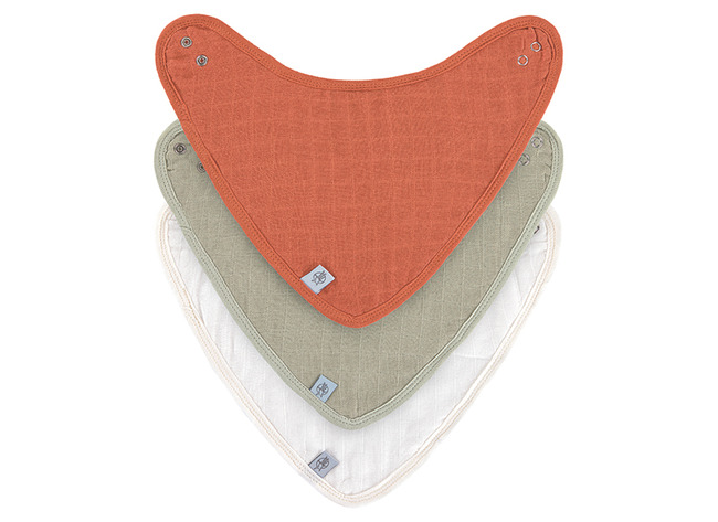 Textiel - Kwijlslabber - Lassig - Bandana - Tetra - Rust - Olive - Milky - Set Van 3