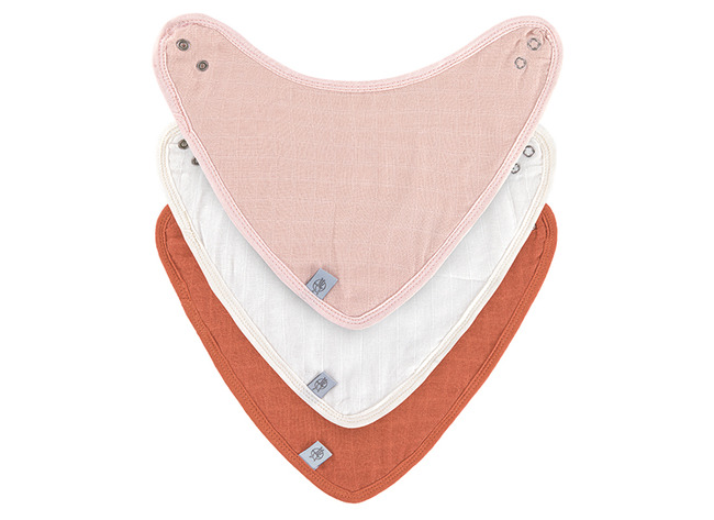 Textiel - Kwijlslabber - Lassig - Bandana - Tetra - Pink - Milky - Rust - Set Van 3