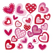 Foam - stickers - hartjes met patronen- set van 120 assorti