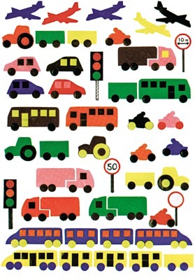 Plakfiguren - Ongegomd - Thema - Vervoer - Set/3000