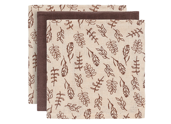 Doek - Jollein - Hydrofiel Monddoekje - 31 X 31 Cm - Meadow Chestnut - Set Van 3