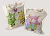 Draagtas - boodschappentas met lange lussen - textiel - blanco - 38 x 43 cm - set van 3