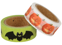Halloween - knutseltape - pompoen en vleermuis - set van 2