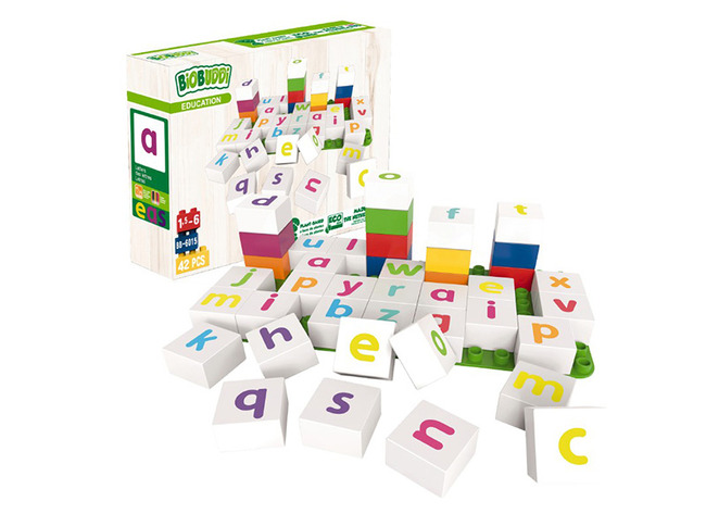 Blokken - Biobuddi - Educatieve Set - Kleine Letters 42 Stuks