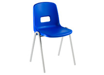 Stoel - Sigma - Vierpootsstoel - zithoogte 30 cm - kuip donkerblauw - onderstel ral 7035 (lichtgrijs) - per stuk