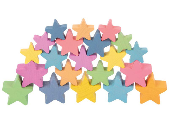 Open-ended - Tickit Rainbow Wooden Stars - Sterren - Hout - Gekleurd - Set Van 21