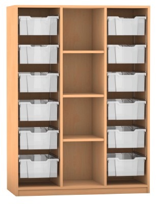 Kast Flexeo, 3 Kolommen Kisten Buitenkant, Zonder Deuren, Frame Esdoorn