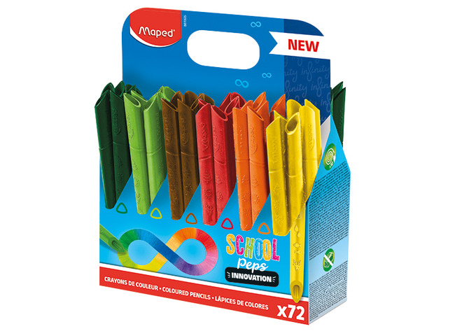 Potloden - Kleurpotloden - Maped School'peps Infinity - Driehoekig - Set Van 72 Assorti