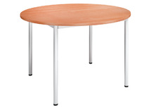 Tafel - Universal - Rond - 120 cm x 120 cm x 58 cm - onderstel ral 3020 (rood) - blad beuk - per stuk