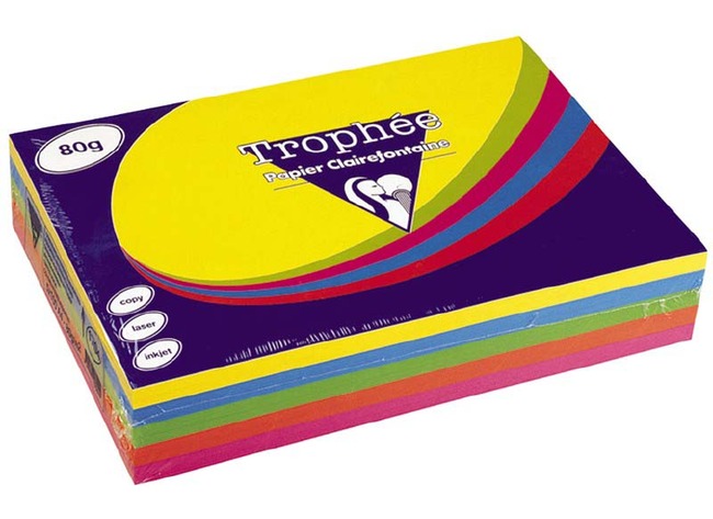 Papier - Fotokopieerpapier - Clairefontaine Trophée - A4 - 80 G - Felle Kleuren - Pak Van 500 Vellen