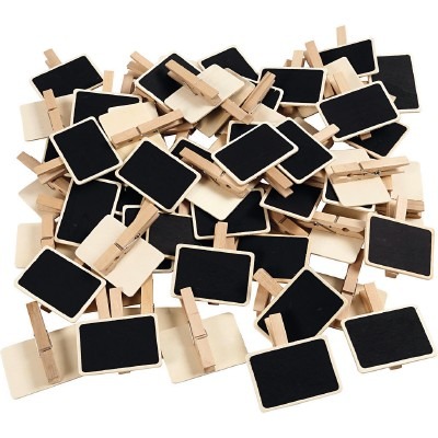 Hout - Wasknijpers Met Krijtbord 12st