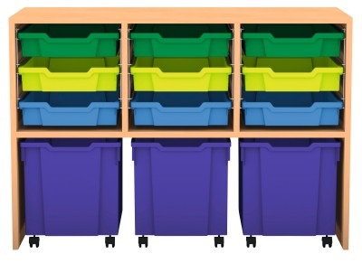 Kast, Diepe Rolkisten, 3 Kolom
