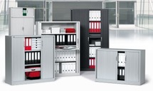 Kast - Metaal - Roldeurkast - 120 cm x 42 cm x 116 cm - lichtgrijs - per stuk