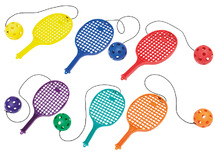 Balspellen - rackets met bal - elastobal - set van 6 assorti