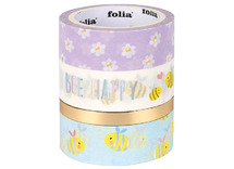 Kleefband - maskingtape - Folia - bees gold - set van 4