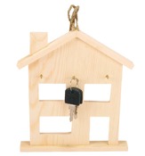 Sleutelhangers - hout - huis - per stuk