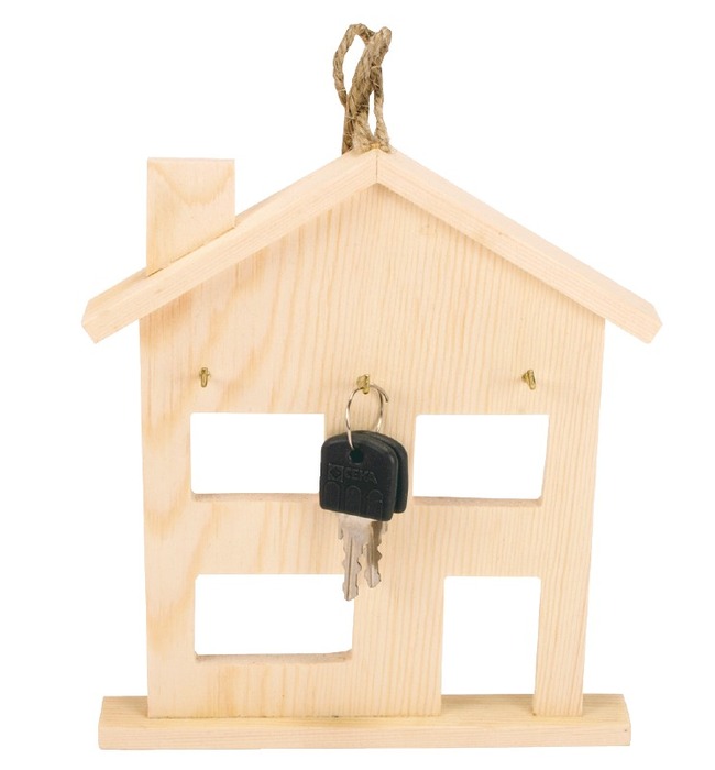 Sleutelhangers - Hout - Huis - Per Stuk