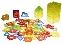 Constructie - kunststof - geo klikblokken - transparant - set van 120