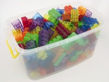 CONSTRUCTIE - BOUWBLOKKEN - KUNSTSTOF - TRANSPARANT - SET VAN 73